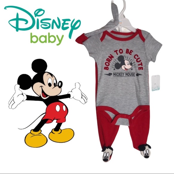 NWT Disney Baby Mickey Mouse 3 Piece Set - Picture 1 of 10